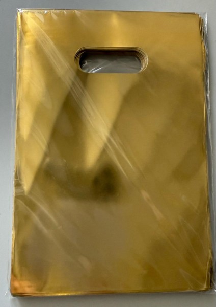 Hediye Poşeti Gold Metalize 18 x 25 cm 100 Adet