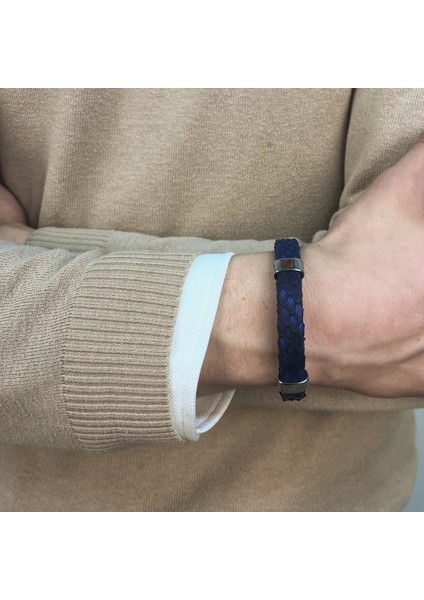 Lüks El Yapımı Piton Derisi Bileklik - Piton Derisinden Üretilmiş El Işi Deri Aksesuar - Unisex Tasarım, Kadın ve Erkeklere Uygun