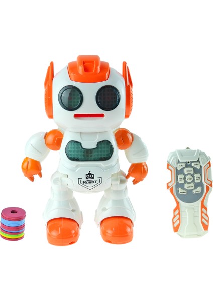 Oyuncak Robot Uzaktan Kumandalı Disk Atan Işıklı Sesli 30 cm