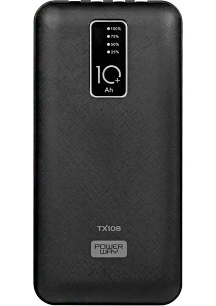 Powerway TX108 10000 Mah Siyah Göstergeli Ekstra Kablolu 4 Çıkışlı Powerbank (5024)