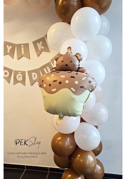 Pasta Üstünde Ayıcık Retro Karamel Folyo Balon fırsatları