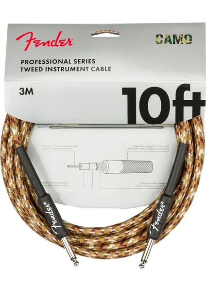Professional Düz/düz Uçlu 3m Desert Camo Enstrüman Kablosu