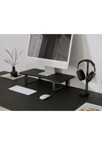 Doğal Ahşap Monitör Yükseltici Monitor Altlığı Monitör Sehpası Curve Tek Monitör