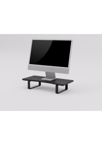 Doğal Ahşap Monitör Yükseltici Monitor Altlığı Monitör Sehpası Curve Tek Monitör