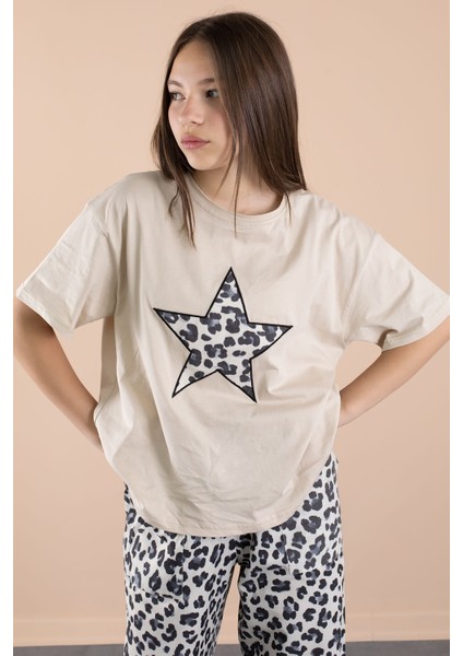 Lacivert Leopar Desenli Paraşüt Ceketli Bisiklet Yaka Tişörtlü Kız Çocuk 3lü Takım 20638 fiyatları