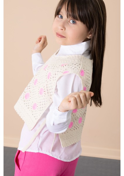 Fuşya Puantiyeli Süveterli Pantolonlu Kız Çocuk Gömlekli 3lü Takım 20685 modelleri