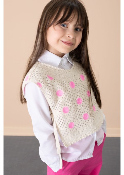 Fuşya Puantiyeli Süveterli Pantolonlu Kız Çocuk Gömlekli 3lü Takım 20685 fırsatları