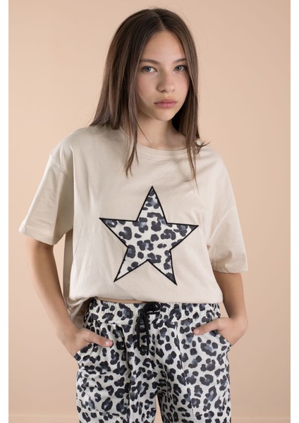 Lacivert Leopar Desenli Paraşüt Ceketli Bisiklet Yaka Tişörtlü Kız Çocuk 3lü Takım 20638 fırsatları