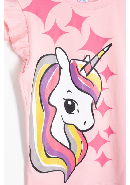 Somon Unicorn Baskılı Kız Çocuk Şortlu 2'li Takım 20610