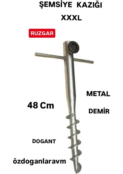 Karadeniz Metal Demir Plaj Kamp Pinik Şemsiye Sabitleme Kazıgı 48 cm