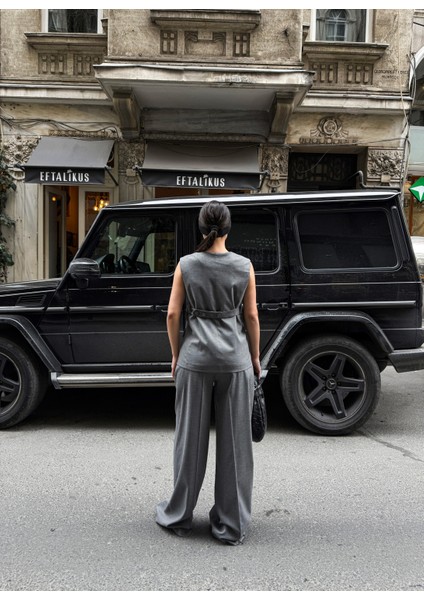 Kadın Düğme Detaylı Yelek Pantolon Takım fiyatları