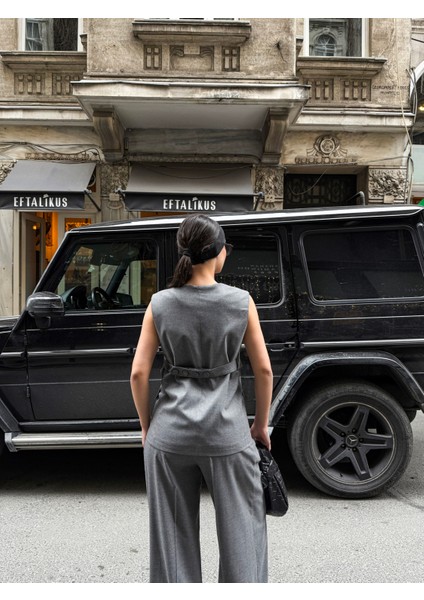 Kadın Düğme Detaylı Yelek Pantolon Takım fırsatları