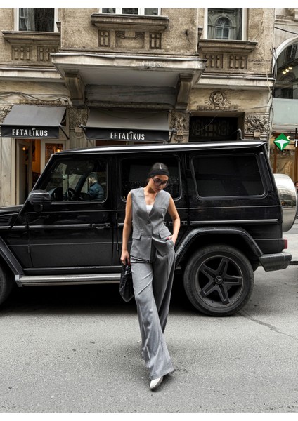 Kadın Düğme Detaylı Yelek Pantolon Takım indirimleri