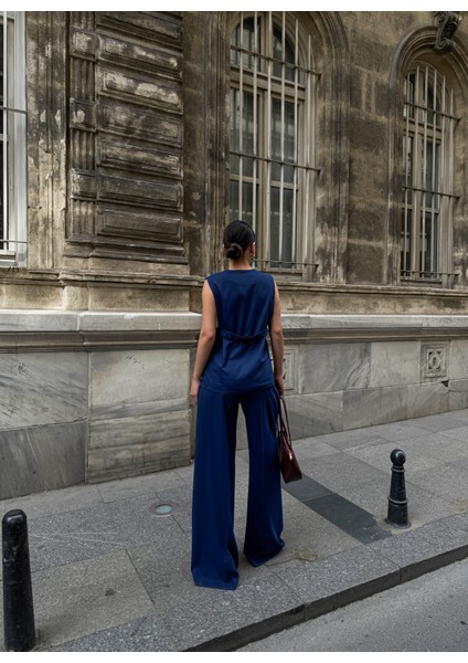 Kadın Düğme Detaylı Yelek Pantolon Takım modelleri