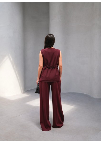 Kadın Düğme Detaylı Yelek Pantolon Takım fiyatları