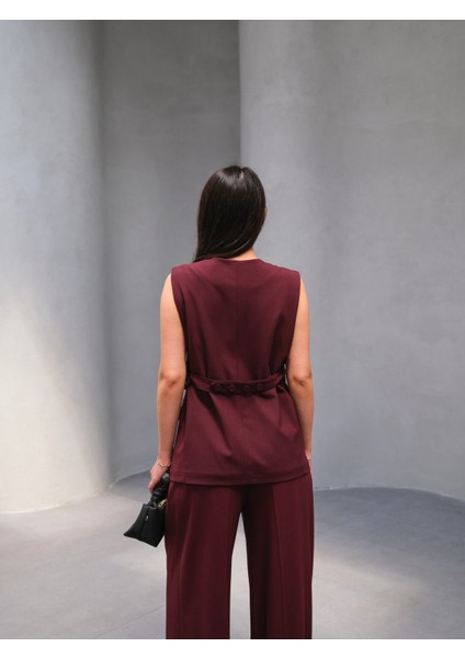 Kadın Düğme Detaylı Yelek Pantolon Takım fırsatları