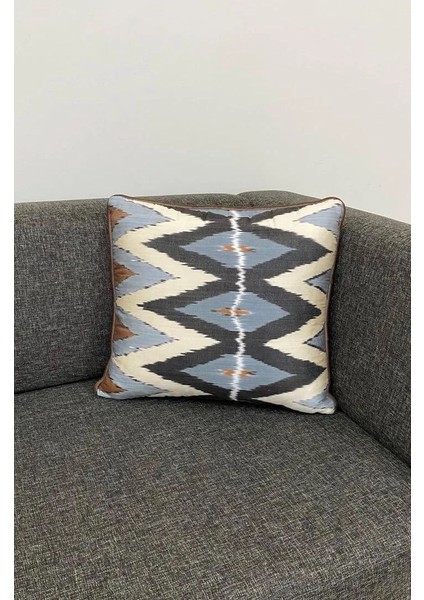 45 x 45 cm Ikat Kırlent Kılıf, El Dokuma Mavi Renk Ikat Yastık Geometrik Desen Yastık Kılıfı, Şık Ev Dekoru fiyatları