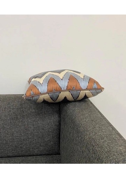 45 x 45 cm Ikat Kırlent Kılıf, El Dokuma Mavi Renk Ikat Yastık Geometrik Desen Yastık Kılıfı, Şık Ev Dekoru modelleri