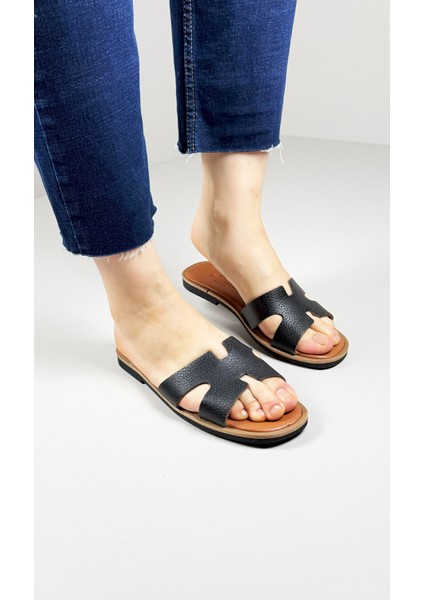 Kadın Deri Hafif Taban Günlük Heral Düz Terlik