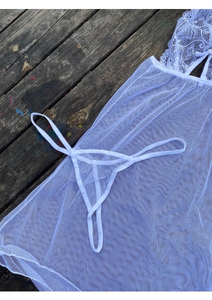 Beyaz Tül Destekli Gecelik indirimleri