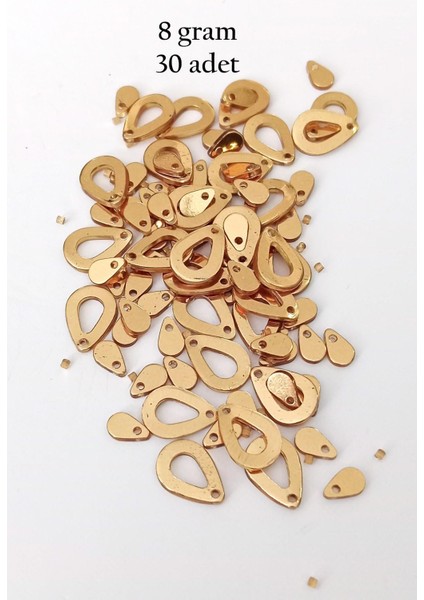 Oya Abiye Bileklik Kolye Pleksi Metalik Plastik Pul Altın Renk 8 Gram 30 Adet - BNC496