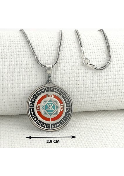Oğuz Kağan Mührü 925 Ayar Gümüş Türk Boyları Simgeli Kolye