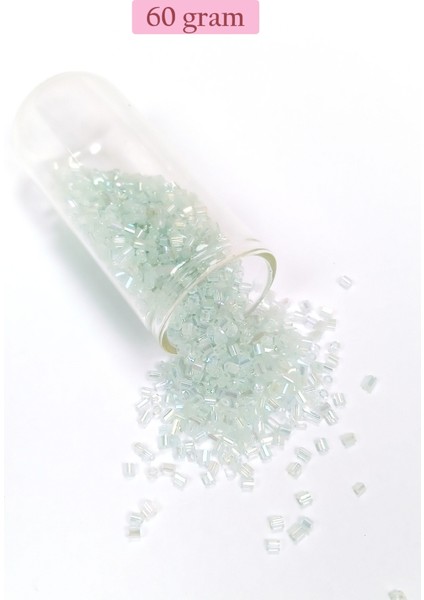 Kesme Cam Boncuk 2mm - 60 Gram - Şeffaf Beyaz - Bnc368