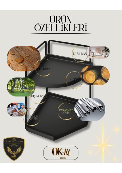 Kozmetik Takı Düzenleyici - Banyo Masaüstü Organizer Servis Sunum Tepsisi Ikramlık - Çok Amaçlı 2 Katlı Raf Dekoratif 2 Katlı Raf | Çok Amaçlı Organizer Paslanmaz Çelik & Ahşap Stand indirimleri