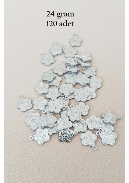 Oya Abiye Bileklik Kolye Pleksi Metalik Plastik Pul Gümüş Renk 24 Gram 120 Adet - Bnc584