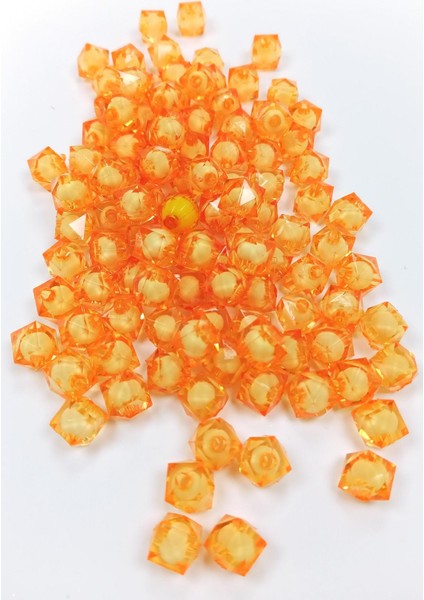 Küp Boncuk Içten Boncuklu Bileklik Çanta Boncuğu 10 Mm 50 Gr Turuncu - Bnc452