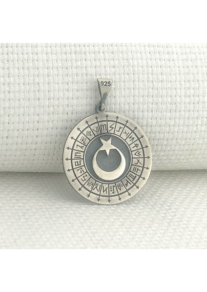 925 Ayar Gümüş Türk Boyları Simgeli Ayyıldız Kolye Ucu