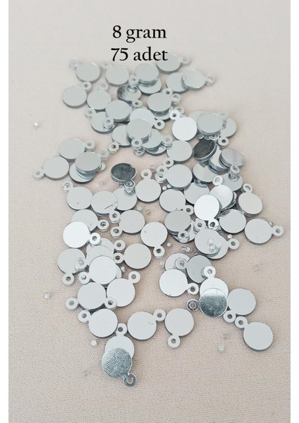 Oya Abiye Bileklik Kolye Pleksi Metalik Plastik Pul Gümüş Renk 8 Gram 75 Adet - Bnc520