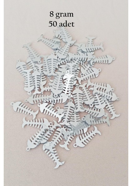 Oya Abiye Bileklik Kolye Pleksi Metalik Plastik Pul Gümüş Renk 8 Gram 50 Adet - Bnc529