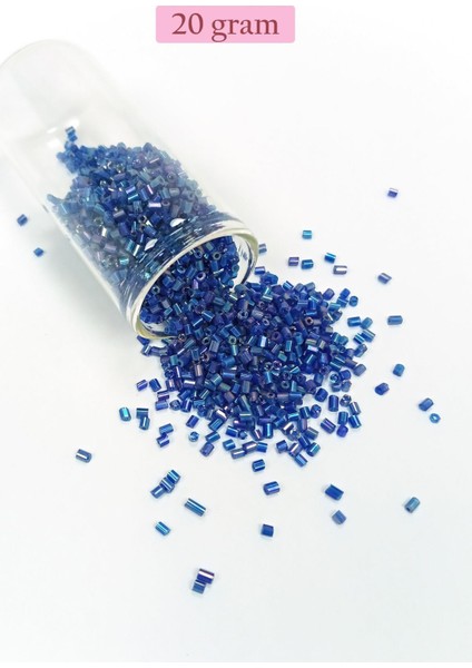 Kesme Cam Boncuk 2mm - 20 Gram - Koyu Mavi -bnc344