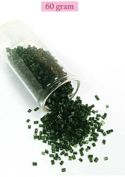 Kesme Cam Boncuk 2mm - 60 Gram - Şeffaf Koyu Yeşil - Bnc367