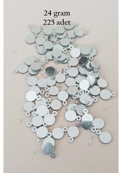 Oya Abiye Bileklik Kolye Pleksi Metalik Plastik Pul Gümüş Renk 24 Gram 225 Adet - Bnc580