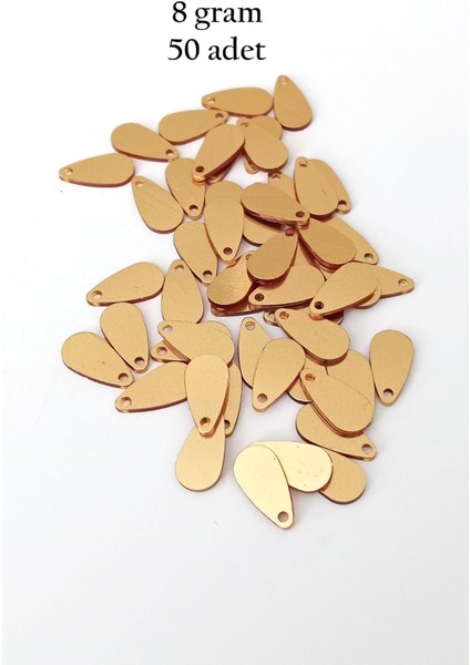 Oya Abiye Bileklik Kolye Pleksi Metalik Plastik Pul Altın Renk 8 Gram 50 Adet - Bnc484