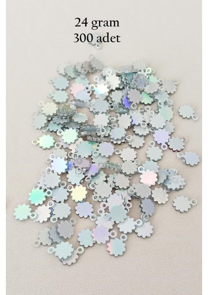 Oya Abiye Bileklik Kolye Pleksi Metalik Plastik Pul Gümüş Renk 24 Gram 300 Adet - Bnc578