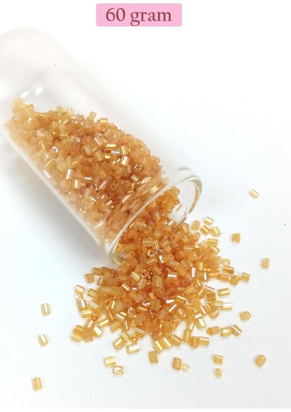 Kesme Cam Boncuk 2mm - 60 Gram - Şeffaf Altın - Bnc366