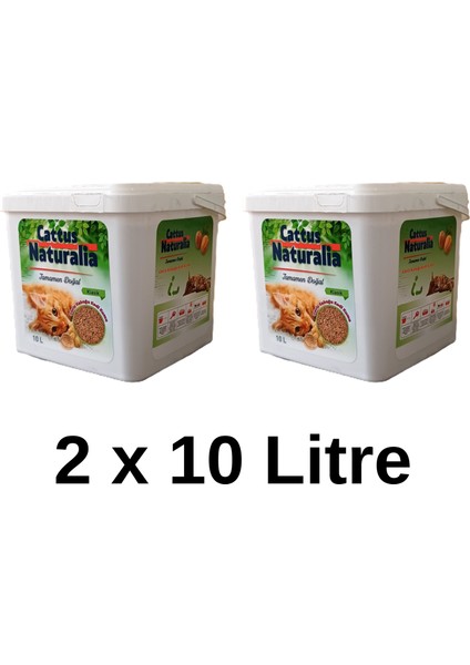 Klasik, Ceviz Kabuğundan Yapılmış Doğal Kedi Kumu 2'li: Tozsuz, Kokusuz, %100 Organik, 2X10 Litre