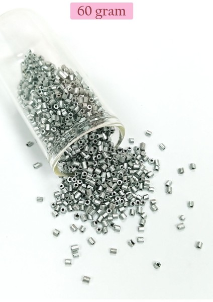 Kesme Cam Boncuk 2mm - 60 Gram - Mat Gümüş - Bnc381