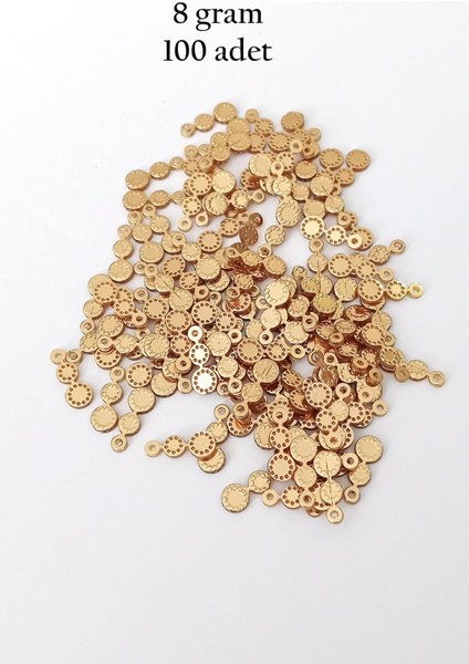 Oya Abiye Bileklik Kolye Pleksi Metalik Plastik Pul Altın Renk 8 Gram 100 Adet - Bnc498