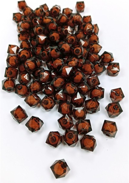 Küp Boncuk Içten Boncuklu Bileklik Çanta Boncuğu 10 Mm 50 Gr Kahverengi - Bnc455