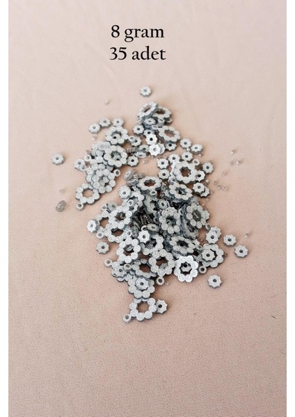 Oya Abiye Bileklik Kolye Pleksi Metalik Plastik Pul Gümüş Renk 8 Gram 35 Adet - Bnc501