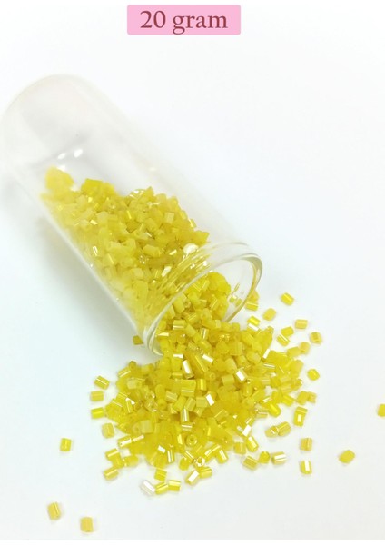 Kesme Cam Boncuk 2mm - 20 Gram - Koyu Sarı -bnc337