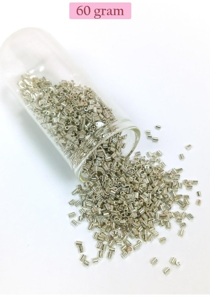 Kesme Cam Boncuk 2mm - 60 Gram - Parlak Gümüş - Bnc376