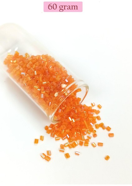 Kesme Cam Boncuk 2mm - 60 Gram - Şeffaf Turuncu - Bnc362
