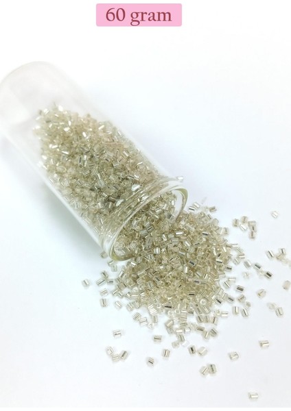 Kesme Cam Boncuk 2mm - 60 Gram - Şeffaf Gümüş - Bnc378