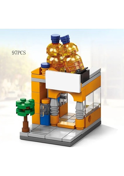 City Mini Mağaza Süpermarket Street View Model Yapı Taşları Hamburger Restoran Perakende Mağaza Tuğlaları Mimarlık Arkadaşı Girlcolor: 8755-6 Kutu Yok (Yurt Dışından)