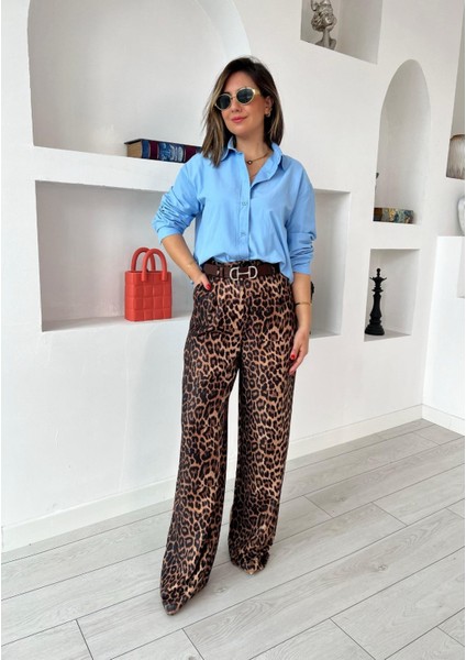 Leopar Desenli Palazzo Pantolon